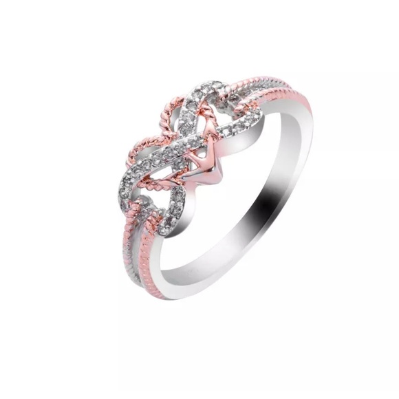Silver Rose Gold Infinity Heart Ring - Picture 4 of 8